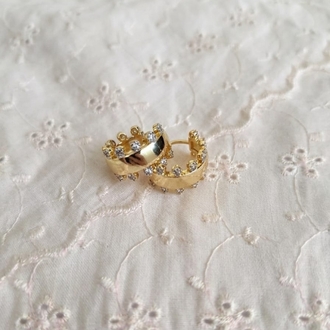 Mini Taş Detaylı Halka Küpe
