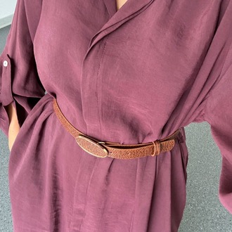 PE2- MÜRDÜM RENGİ UZUN OVERSIZE ELBİSE