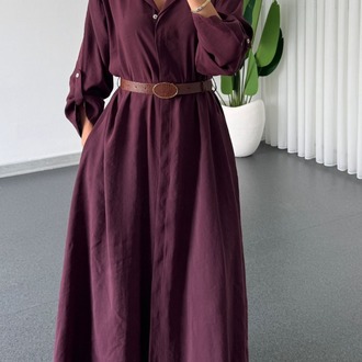 PE2- MÜRDÜM RENGİ UZUN OVERSIZE ELBİSE