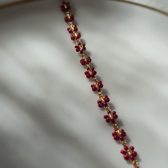 Bloom Bileklik - Bordo Altın