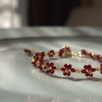 Bloom Bileklik - Bordo Altın