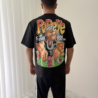 Popeye Oversize Siyah Tişört