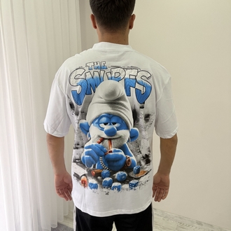 Smurfs Oversize Beyaz Tişört