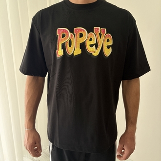 Popeye Oversize Siyah Tişört