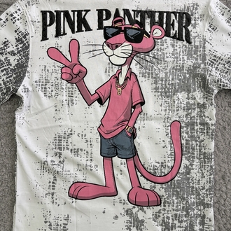 Pembe Panter Oversize Beyaz Tişört