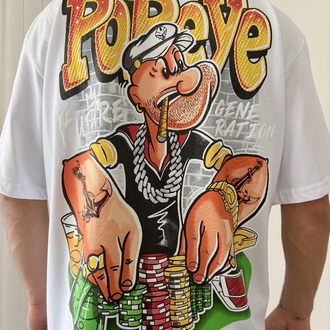 Popeye Oversize Beyaz Tişört