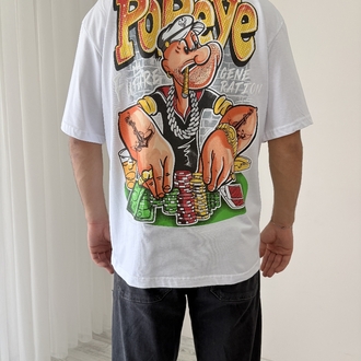 Popeye Oversize Beyaz Tişört