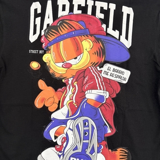 Garfield Oversize Siyah Tişört