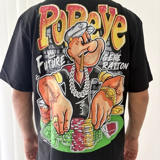 Popeye Oversize Siyah Tişört