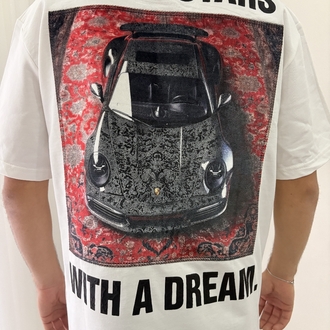 Porsche Oversize Beyaz Tişört