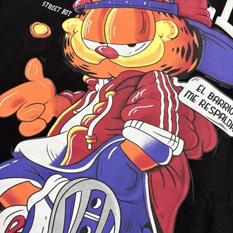 Garfield Oversize Siyah Tişört