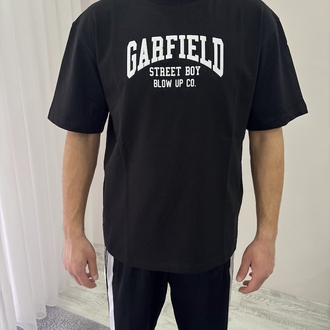 Garfield Oversize Siyah Tişört
