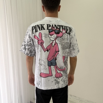 Pembe Panter Oversize Beyaz Tişört