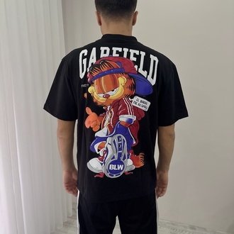 Garfield Oversize Siyah Tişört