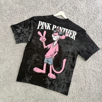 Pembe Panter Oversize Siyah Tişört