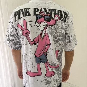 Pembe Panter Oversize Beyaz Tişört