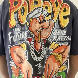 Popeye Oversize Füme Tişört