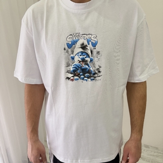Smurfs Oversize Beyaz Tişört