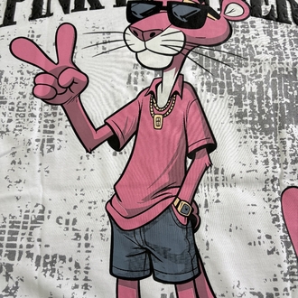 Pembe Panter Oversize Beyaz Tişört