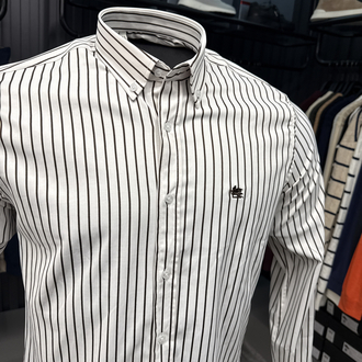 Etro Çizgili Poplin Gömlek (2128-Beyaz-Vizon)