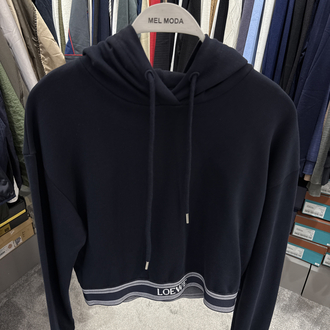 KADIN LOEWE Crop Kapüşonlu Sweat (Lacivert)-5177-