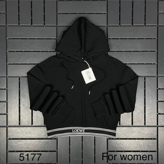 KADIN LOEWE Crop Kapüşonlu Sweat (Siyah)-5177-