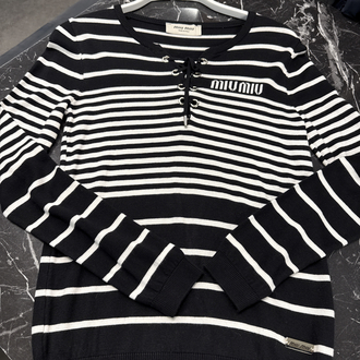 KADIN MIU MIU İPLİ Yaka Triko (Siyah)