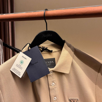 Prada Yeni Logo  Polo Yaka (3322-Bej)