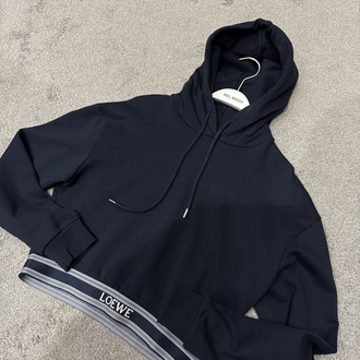KADIN LOEWE Crop Kapüşonlu Sweat (Lacivert)-5177-