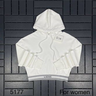 KADIN LOEWE Crop Kapüşonlu Sweat (Beyaz)-5177-