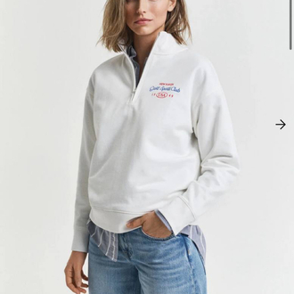 KADIN Gant Yarım Fermuarlı Sweat (55011-Beyaz)
