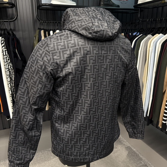 İTHAL FENDİ Kapüşonlu Yağmurluk (6262-Siyah)