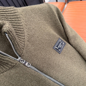 OUTLET ÜRÜNÜ İthal DOLGE GABBANA Yüm Kumaş Tam Fermuarlı Triko (Haki-5729