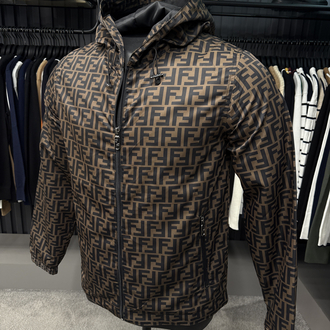İTHAL FENDİ Kapüşonlu Yağmurluk (6262-Kahve)