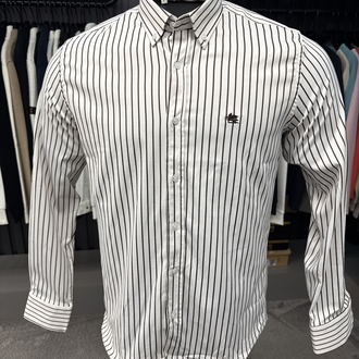 Etro Çizgili Poplin Gömlek (2128-Beyaz-Vizon)