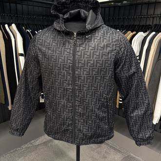 İTHAL FENDİ Kapüşonlu Yağmurluk (6262-Siyah)