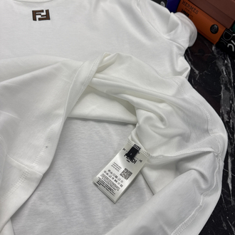 OUTLET ÜRÜNÜ İthal Fendi Merserize Kumaş T-shirt (Beyaz)