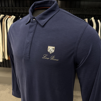 Outlet ürünü İthal Lora Piana Modal Kumaş Uzun Kollu Polo Yaka (8890-Lacivert)