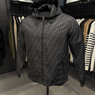 İTHAL FENDİ Kapüşonlu Yağmurluk (6262-Siyah)