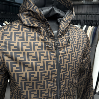 İTHAL FENDİ Kapüşonlu Yağmurluk (6262-Kahve)