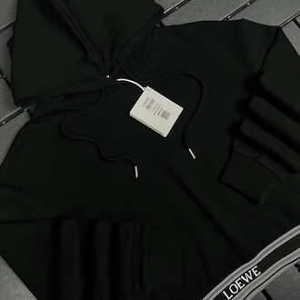 KADIN LOEWE Crop Kapüşonlu Sweat (Siyah)-5177-