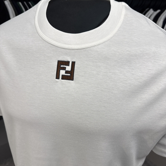 OUTLET ÜRÜNÜ İthal Fendi Merserize Kumaş T-shirt (Beyaz)