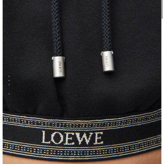 KADIN LOEWE Crop Kapüşonlu Sweat (Siyah)-5177-