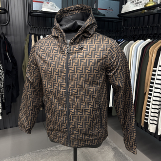 İTHAL FENDİ Kapüşonlu Yağmurluk (6262-Kahve)