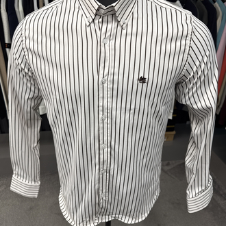 Etro Çizgili Poplin Gömlek (2128-Beyaz-Vizon)