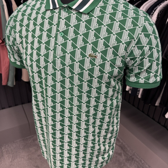 Monogram Desenli  Detaylı Polo Yaka(10002-Yeşil)