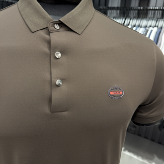 İthal PRADA Polo Yaka Kırışmayan Kumaş (0120-Kahve)