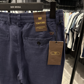 İthal Tom Ford Ham Keten Pantolon (0117-Lacivert)