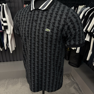 Monogram Desenli  Detaylı Polo Yaka(10002-Siyah)