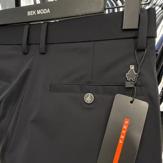 İthal PRADA Kırışmayan Kumaş Jogger Pantolon (0114-Koyu Lacivert)